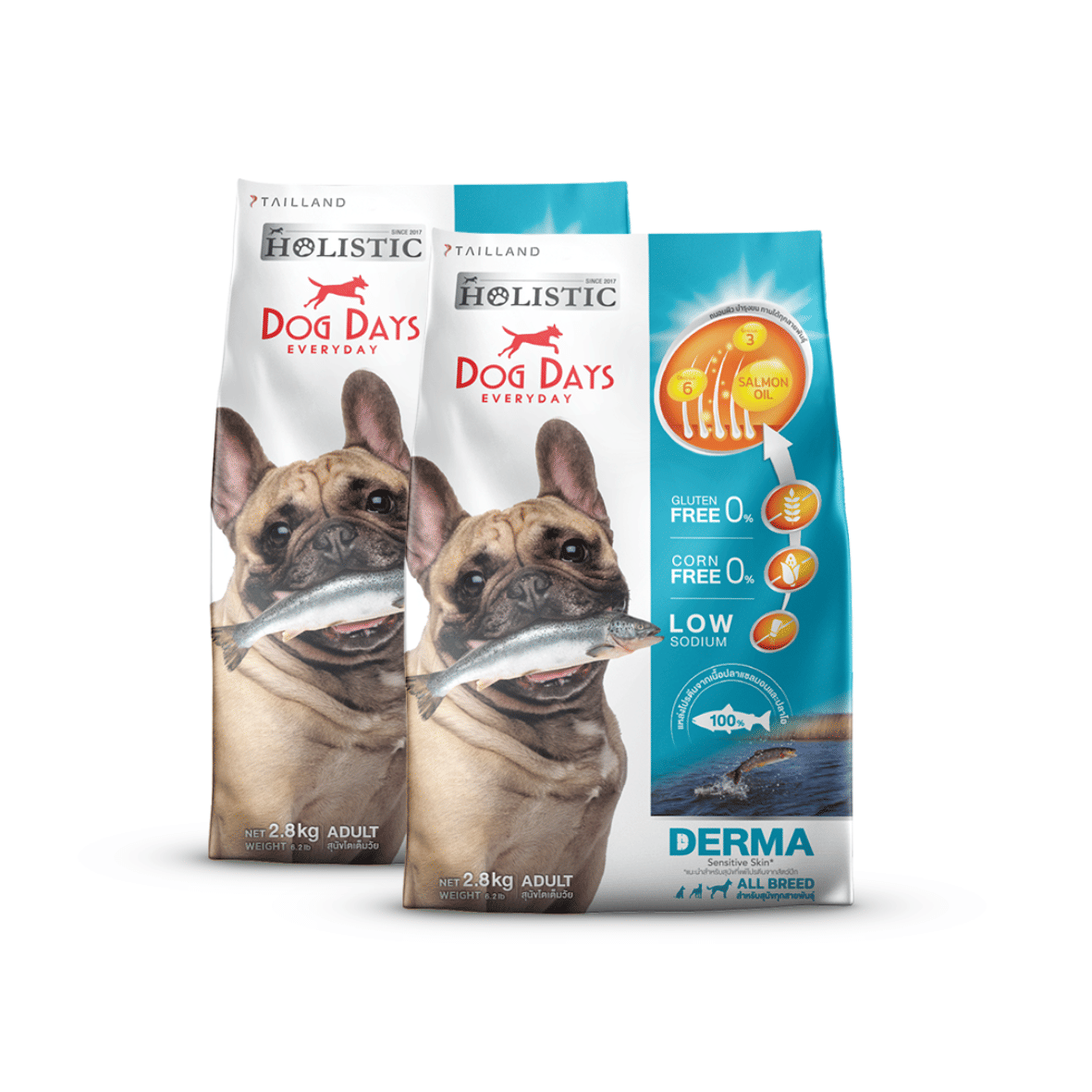 อาหารเม็ดสำหรับสุนัข DOG DAYS สูตร DERMA เกรดโฮลิสติก รสปลา 2.8 กก. (ชุด 2 ถุง)_0